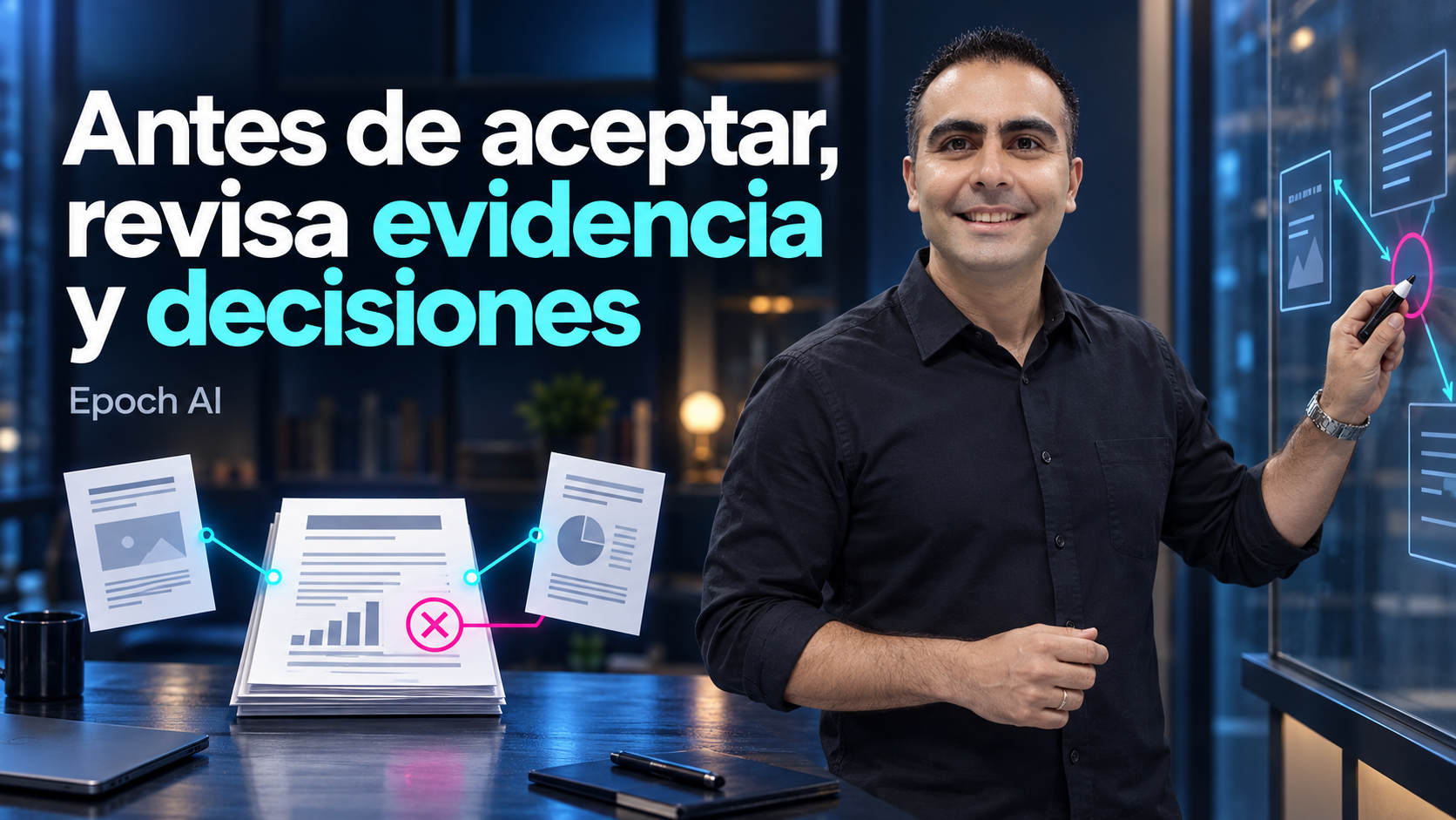Álvaro explica una revisión de informes con evidencia verificable.