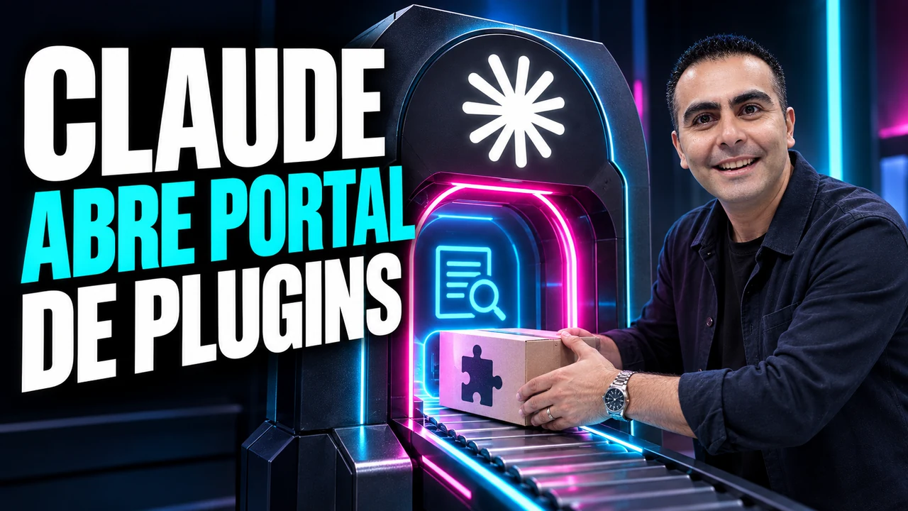 Ilustración editorial de Álvaro Maureira ante el portal de plugins de Claude