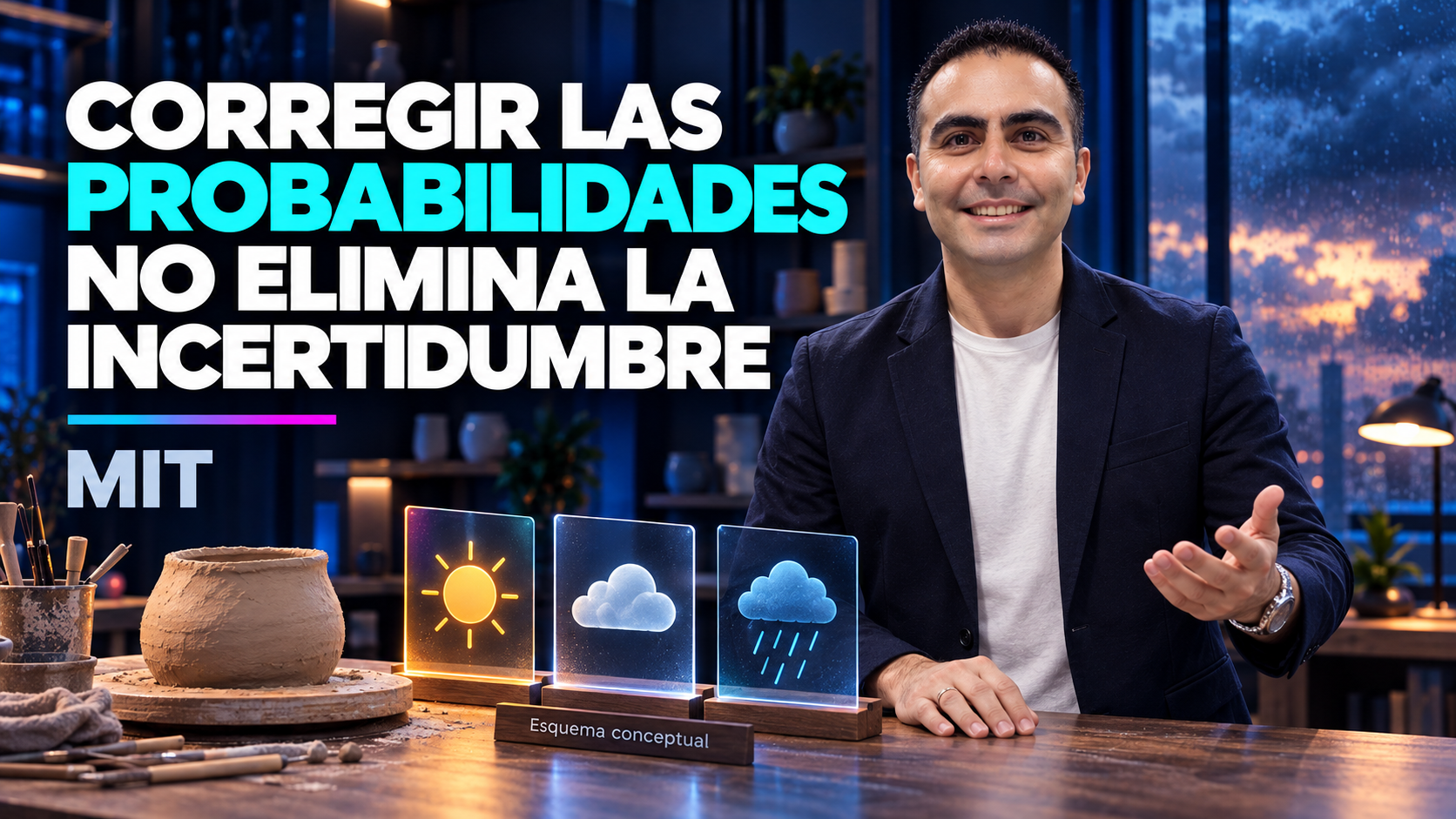 Álvaro compara posibilidades del tiempo en un ejemplo de taller.