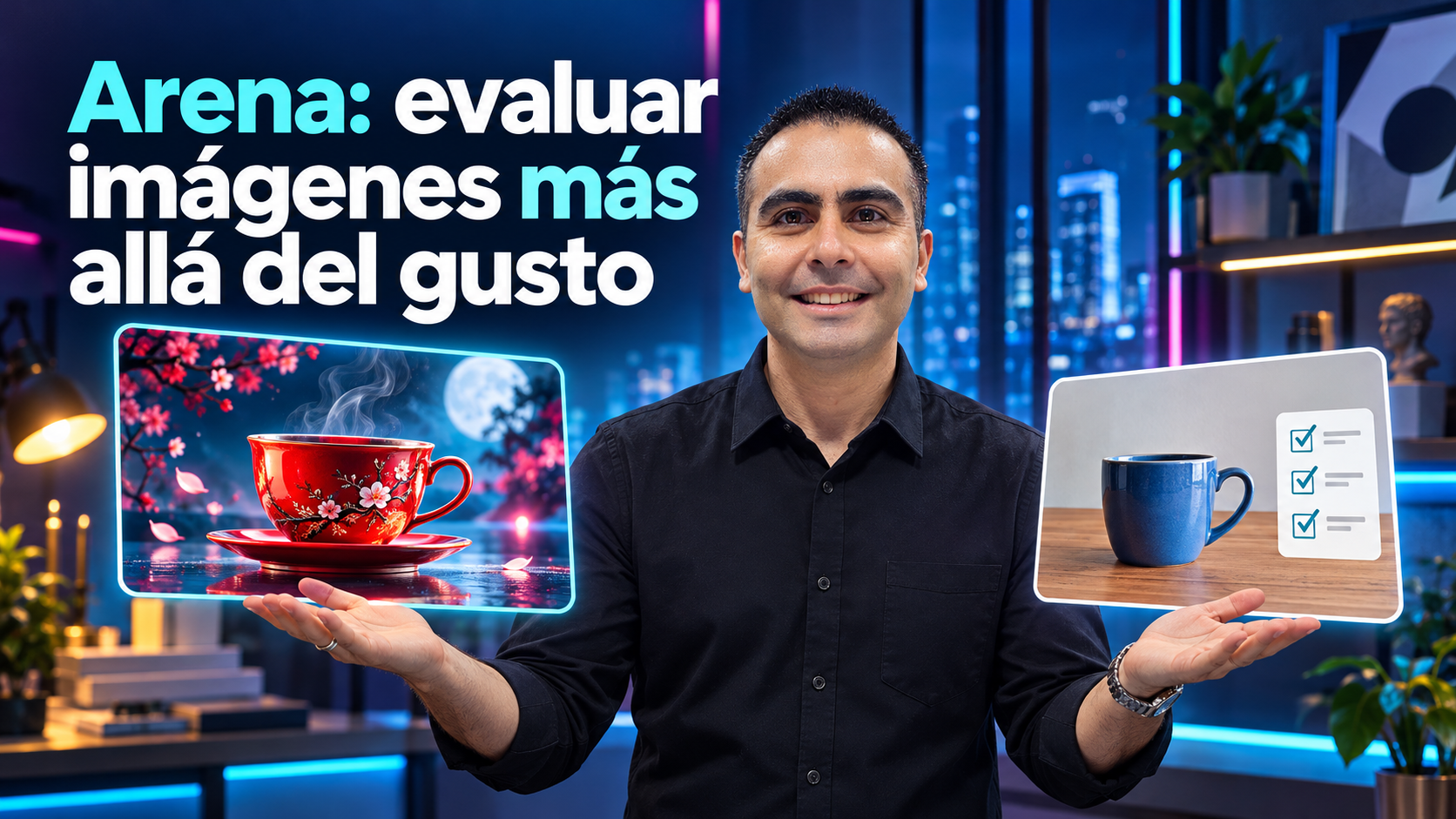 Álvaro compara una imagen atractiva con otra fiel al encargo.