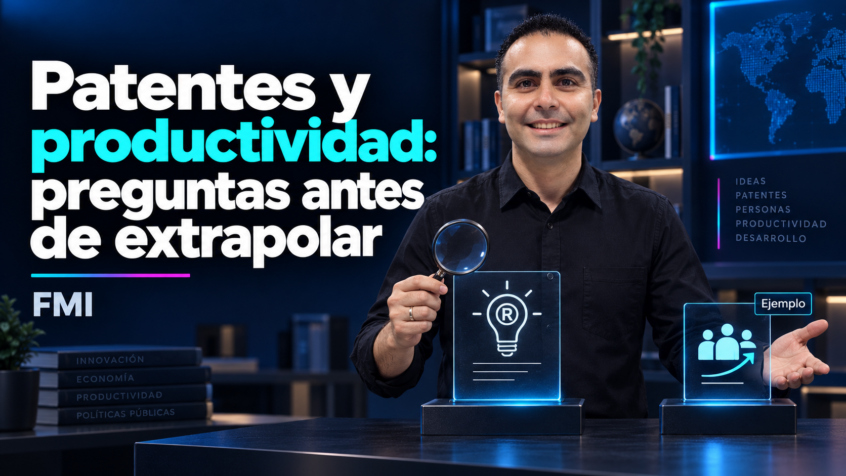 Álvaro examina un documento junto a dos indicadores.