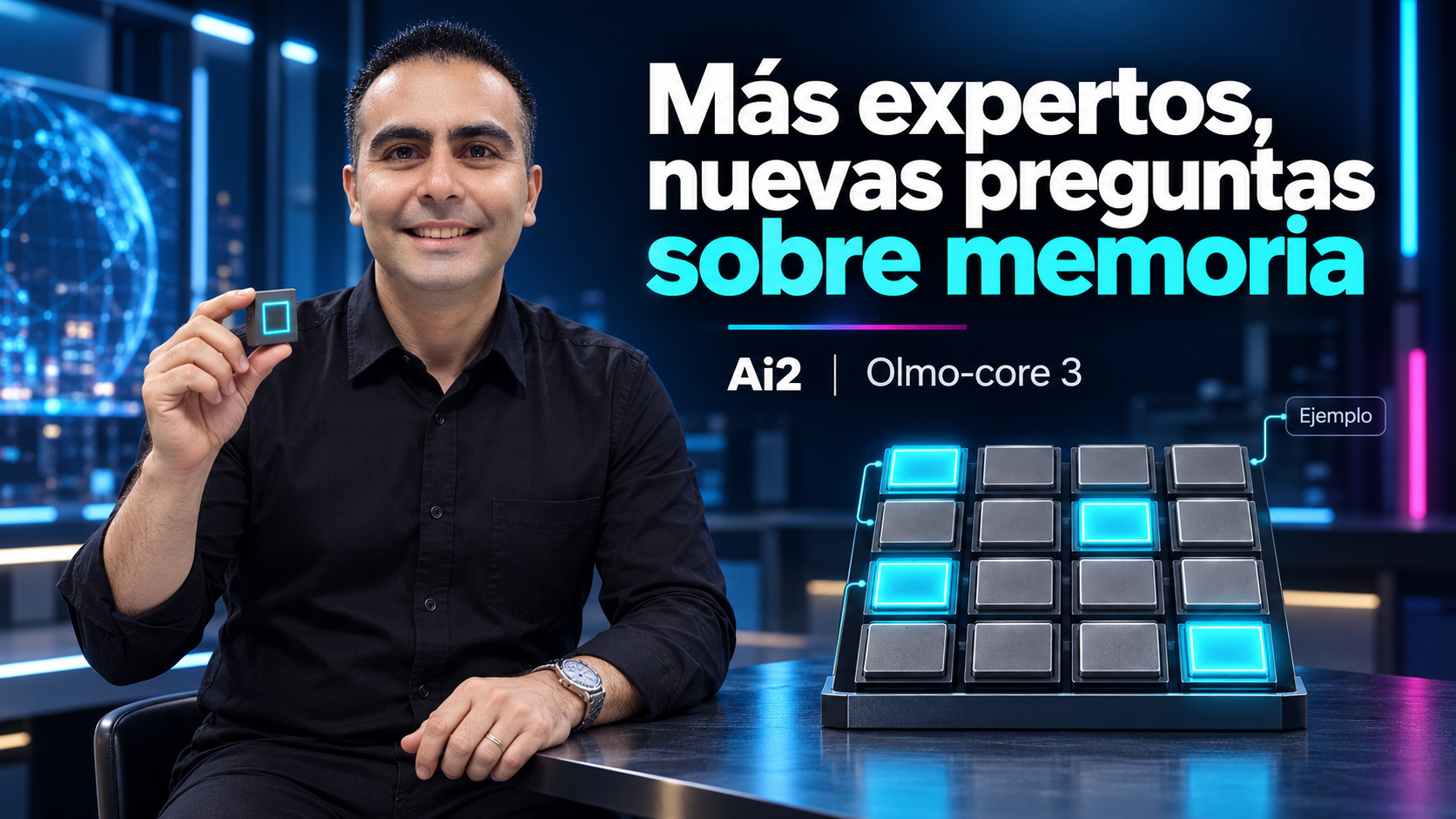 Álvaro muestra un módulo junto a un inventario.