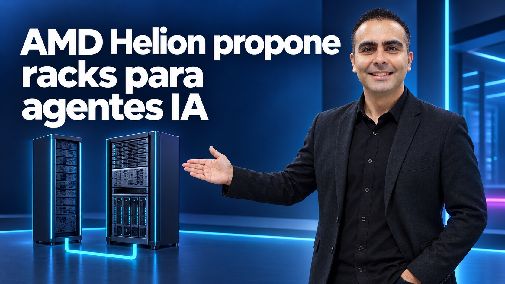 Álvaro explica una arquitectura conceptual de servidores con dos rutas de cómputo.