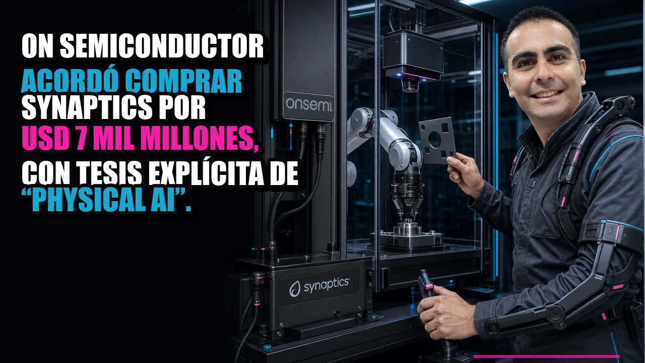 ON Semiconductor acordó comprar Synaptics por USD 7 mil millones, con tesis explícita de “physical AI”.