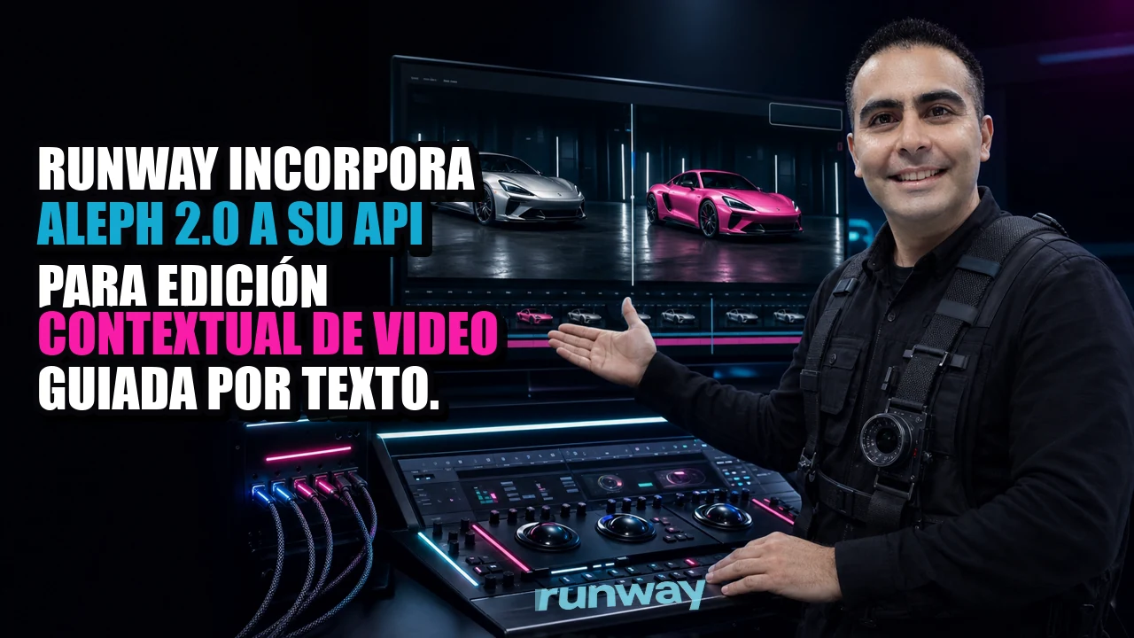 Portada de Runway incorpora Aleph 2.0 a su API para edición contextual de video guiada por texto