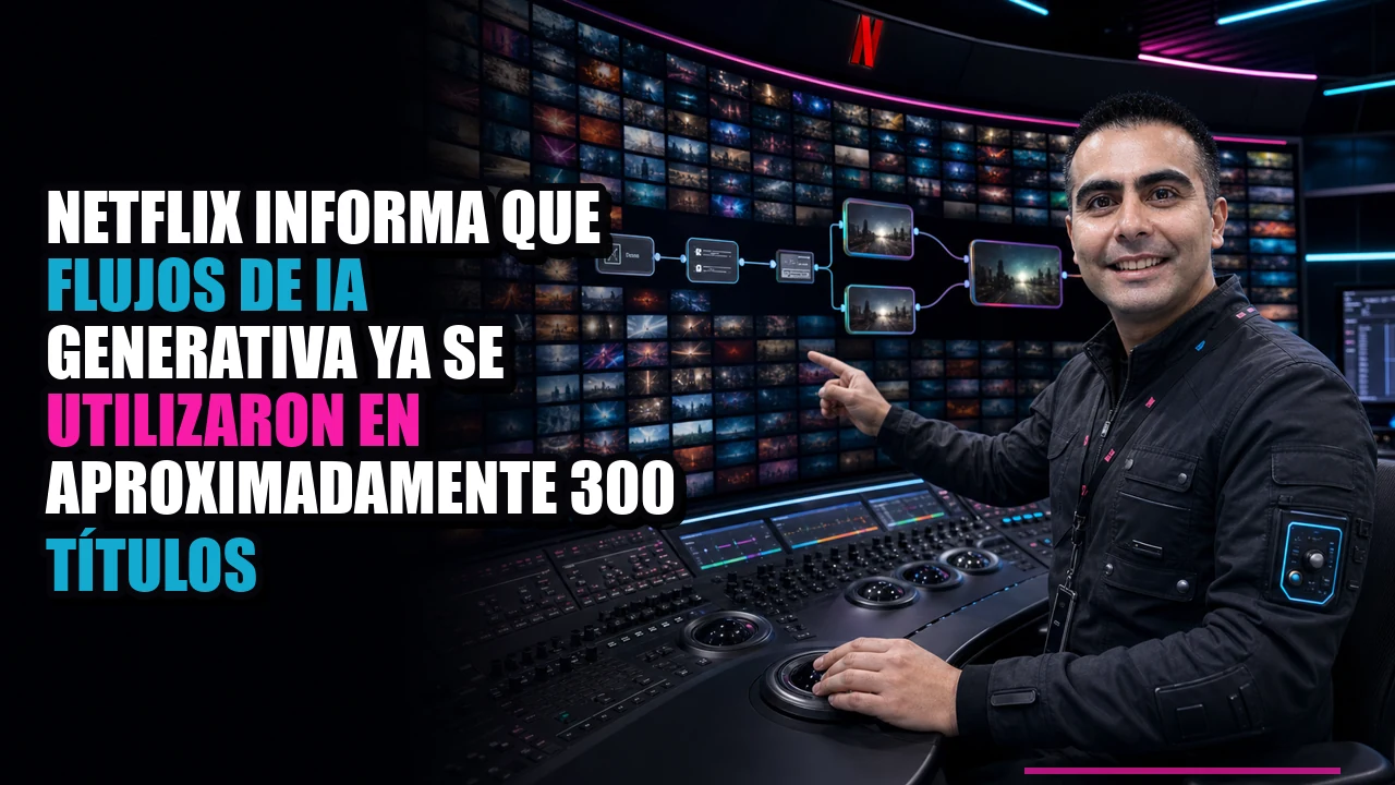 Portada de Netflix informa que flujos de IA generativa ya se utilizaron en aproximadamente 300 títulos
