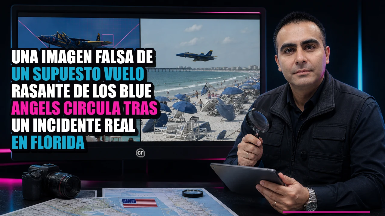 Portada de Una imagen falsa de un supuesto vuelo rasante de los Blue Angels circula tras un incidente real en Florida