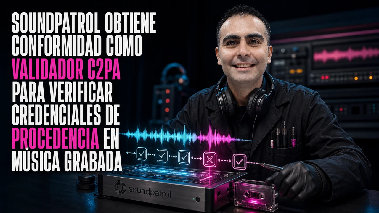 Portada de SoundPatrol obtiene conformidad como validador C2PA para verificar credenciales de procedencia en música grabada