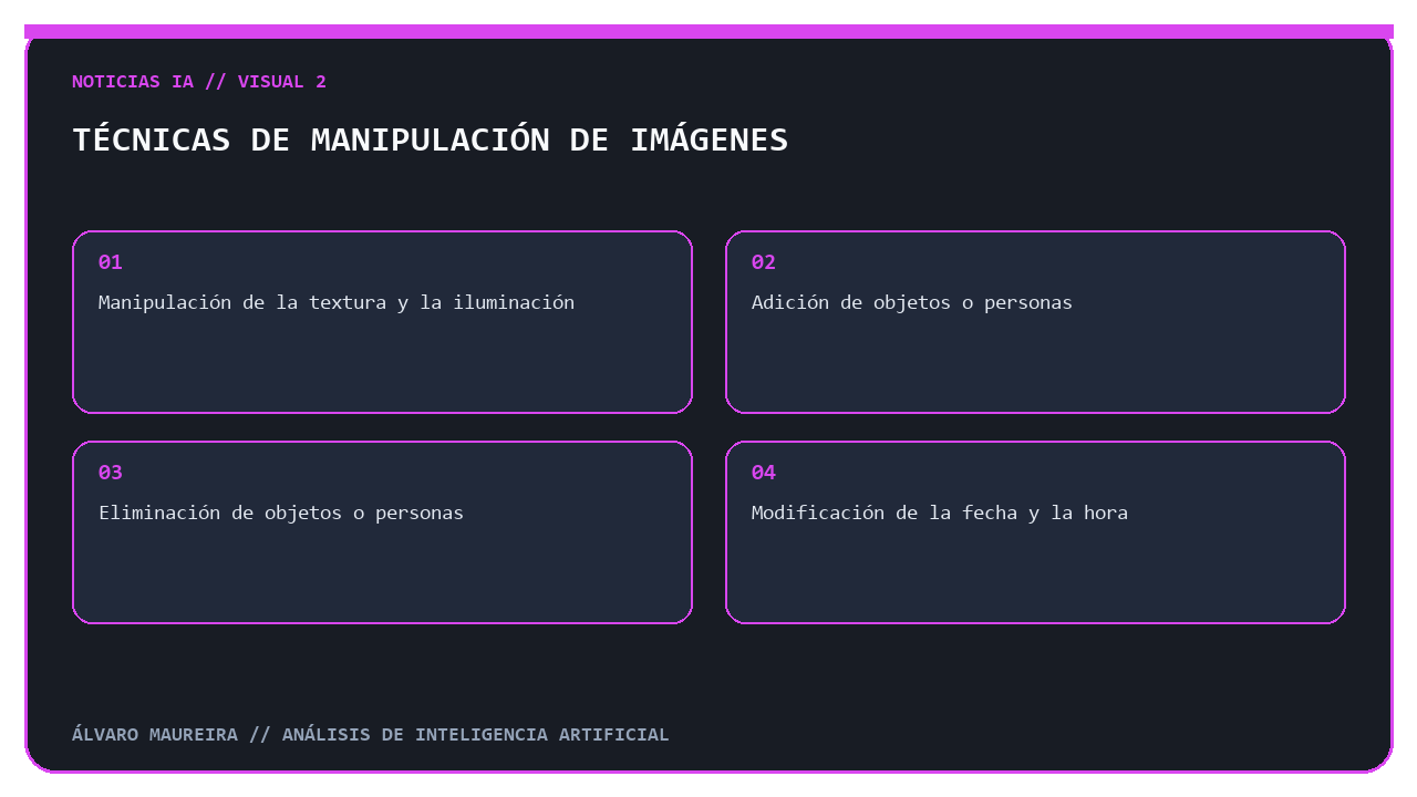 Técnicas de manipulación de imágenes utilizadas para crear imágenes falsas