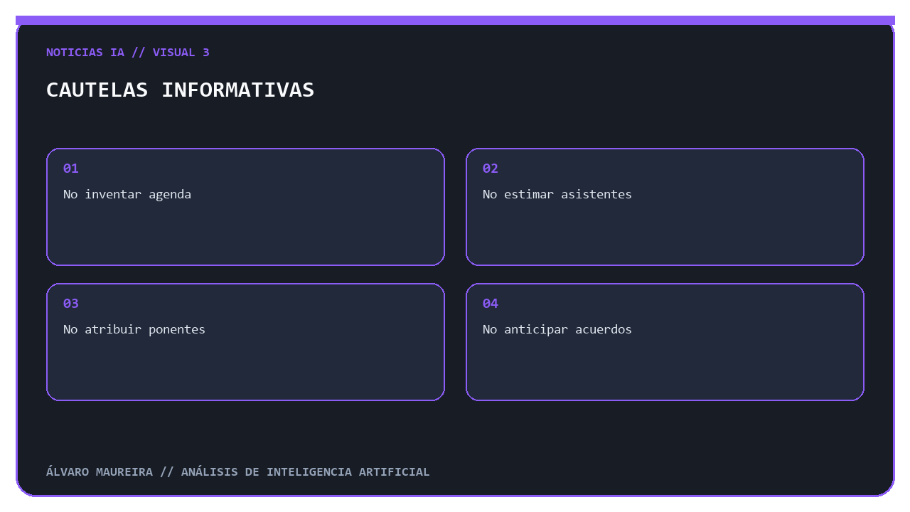 Aspectos que no deben afirmarse sin evidencia oficial