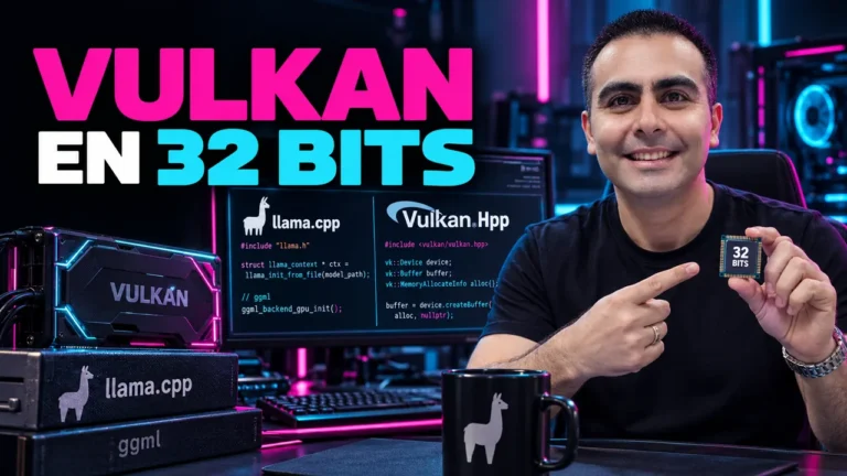 Portada del artículo: llama.cpp b10857 ajusta el uso de identificadores Vulkan-Hpp en 32 bits