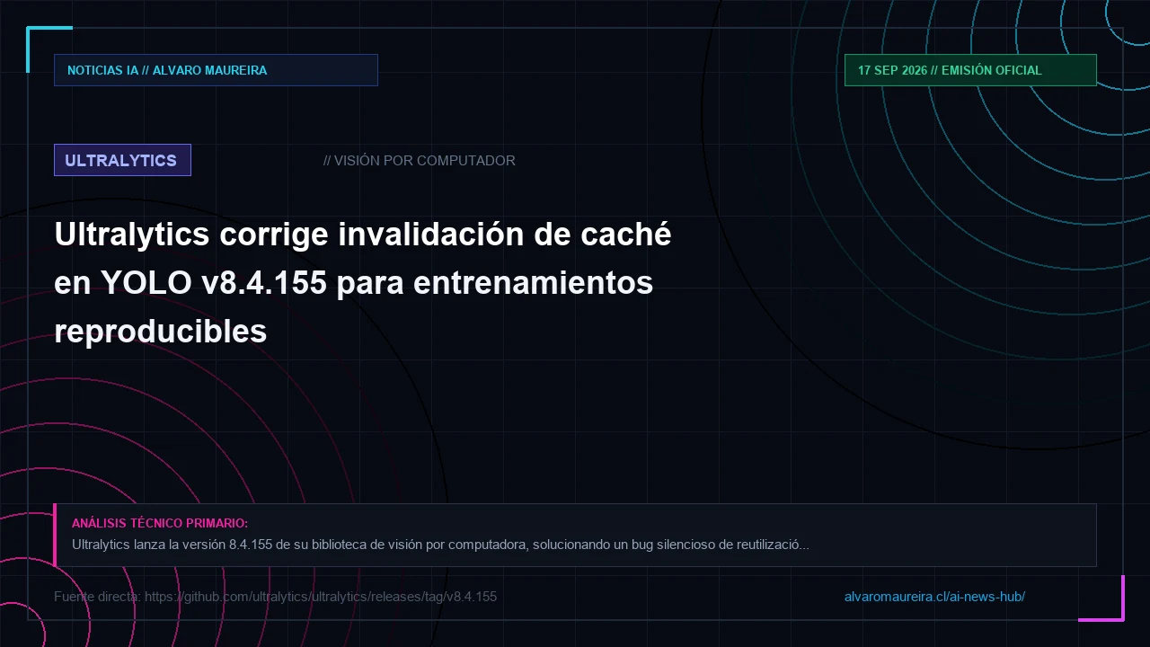 Ultralytics corrige invalidación de caché en YOLO v8.4.155 para entrenamientos reproducibles